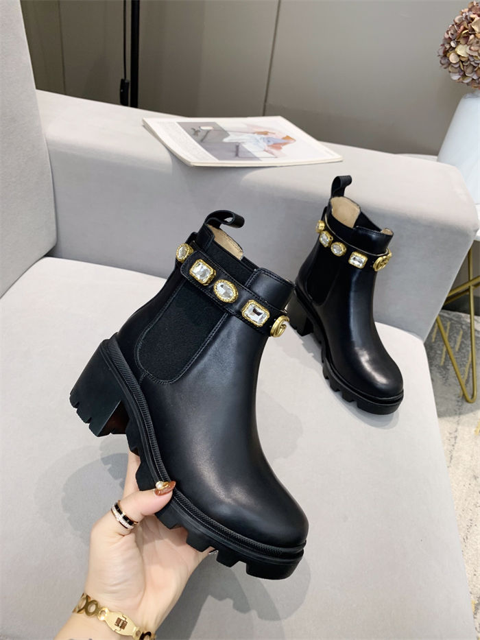 Gucci Ankle Boots Leather with Belt Crystals