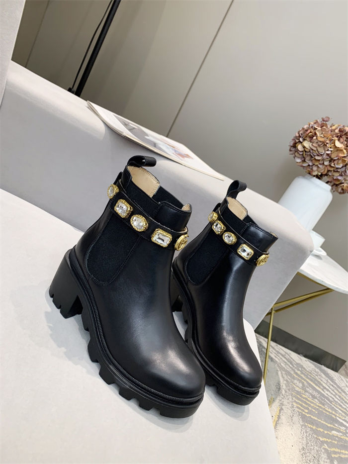 Gucci Ankle Boots Leather with Belt Crystals