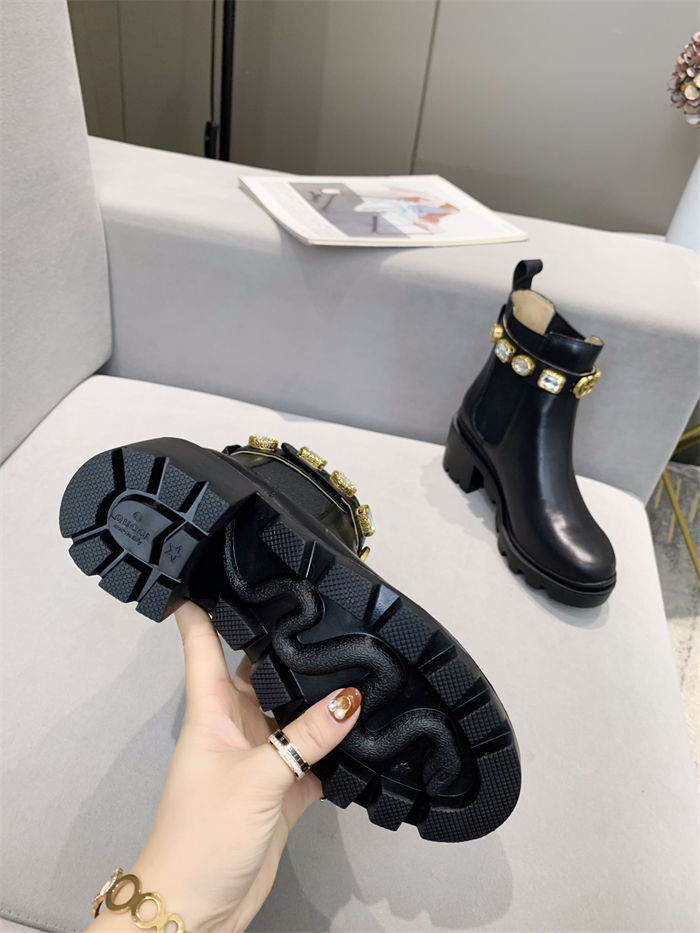 Gucci Ankle Boots Leather with Belt Crystals