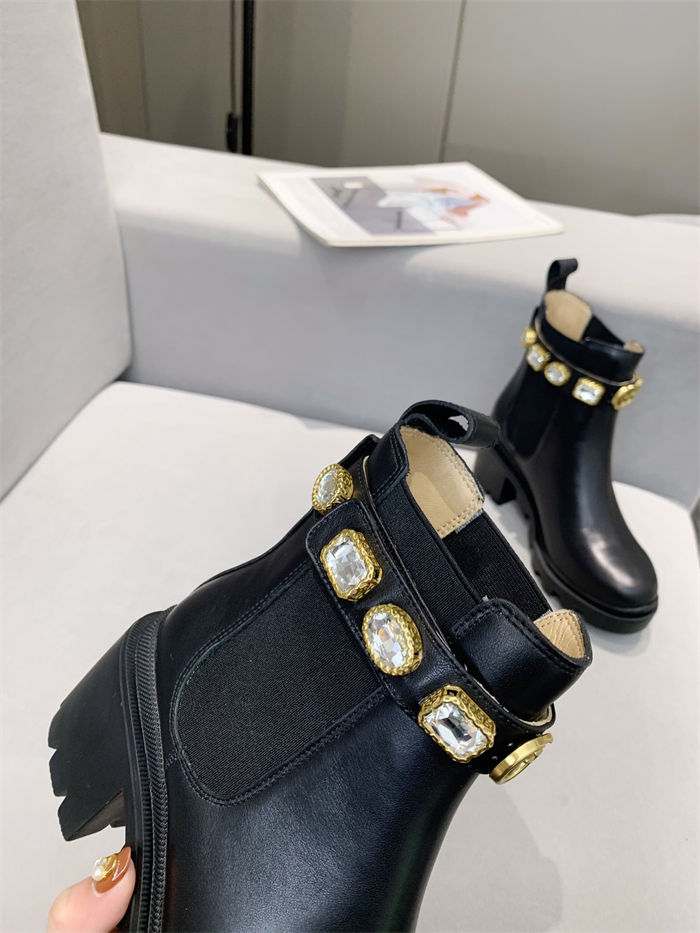 Gucci Ankle Boots Leather with Belt Crystals