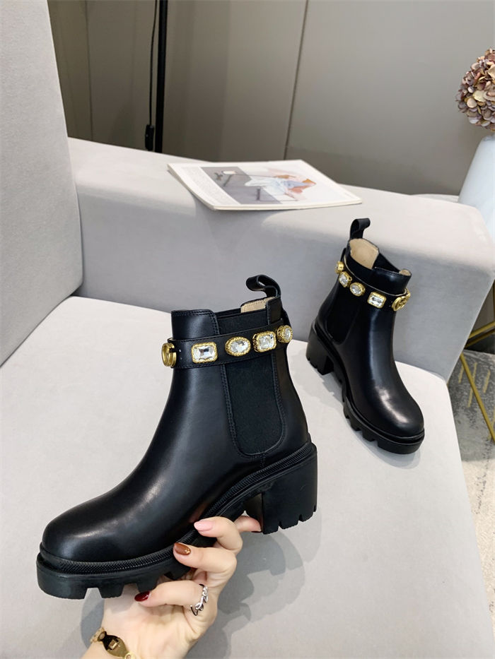 Gucci Ankle Boots Leather with Belt Crystals