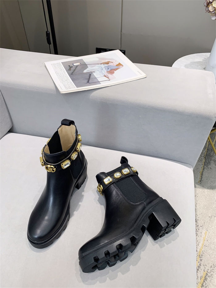 Gucci Ankle Boots Leather with Belt Crystals