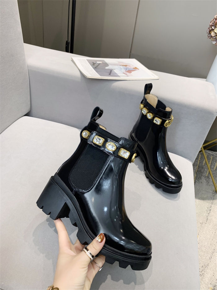 Gucci Ankle Boots Leather with Belt Crystals