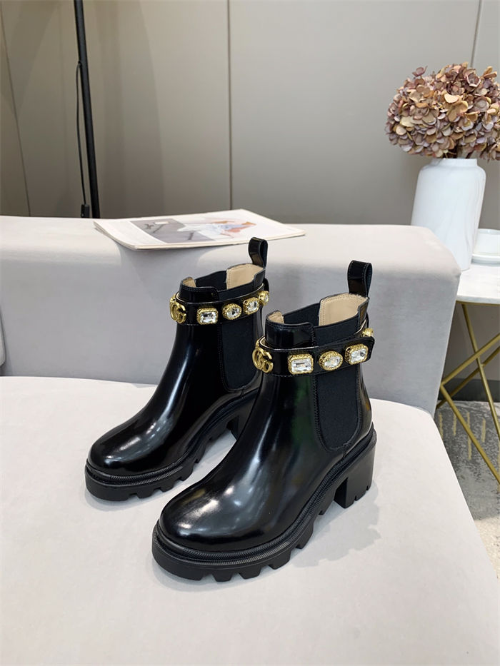 Gucci Ankle Boots Leather with Belt Crystals