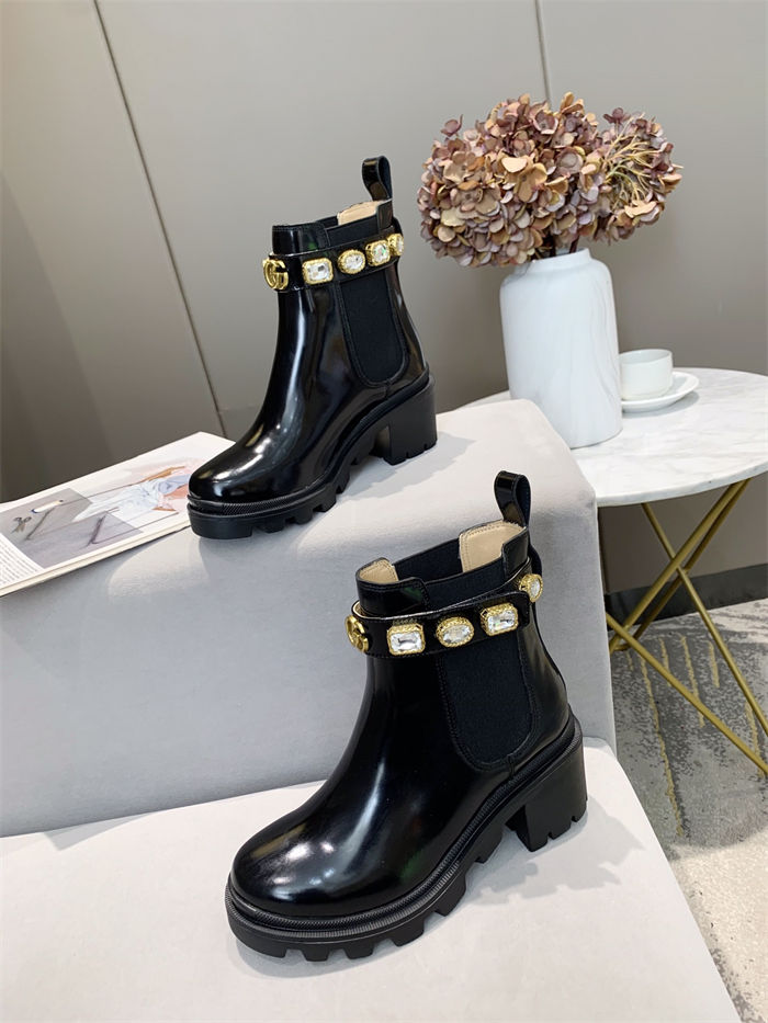 Gucci Ankle Boots Leather with Belt Crystals