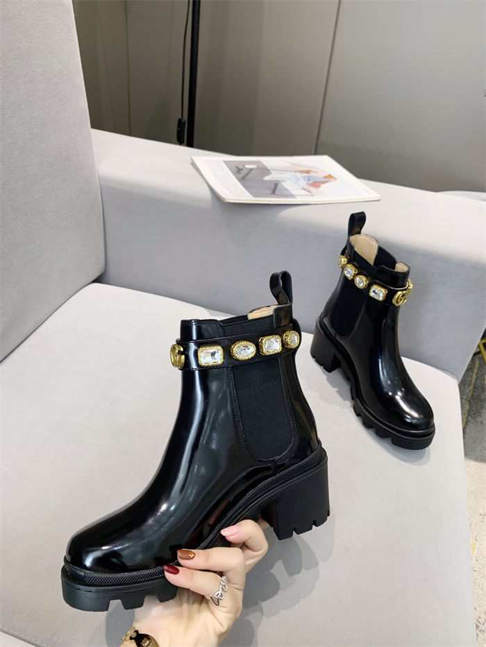 Gucci Ankle Boots Leather with Belt Crystals