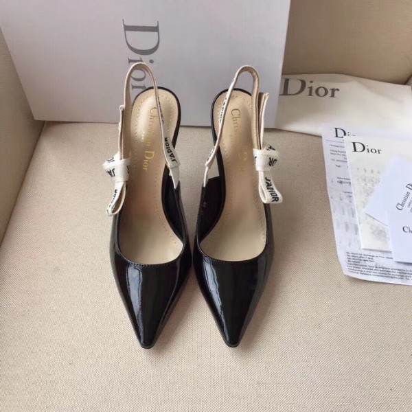 Dior J'ADior Slingback Pumps In Black Patent Leather