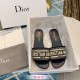 Dior Dway Slide Embroidered Cotton Navy