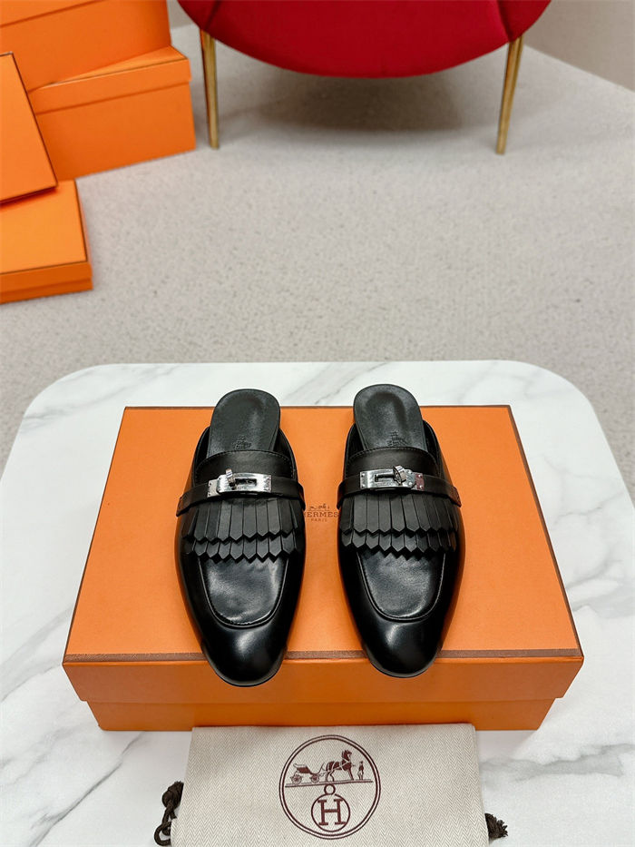 Hermes Mules Oz Fringed