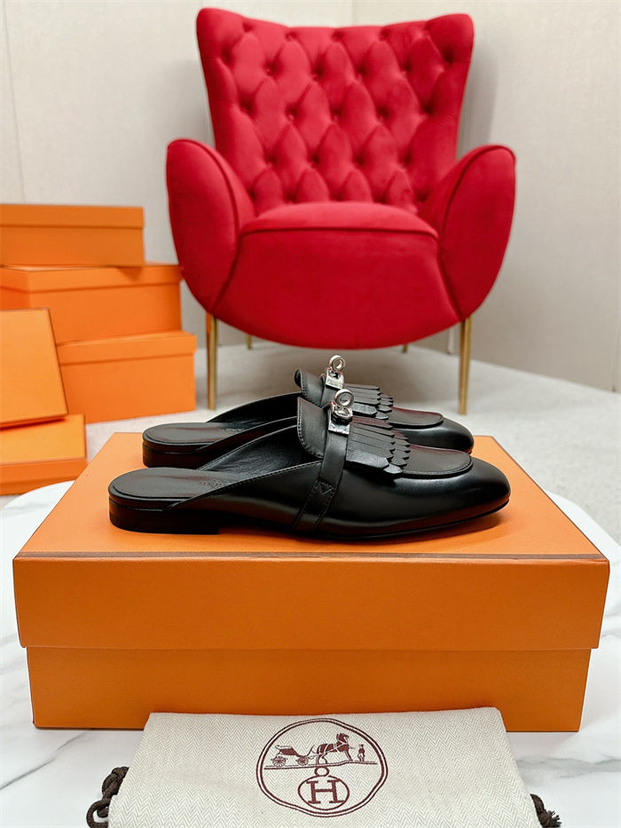 Hermes Mules Oz Fringed