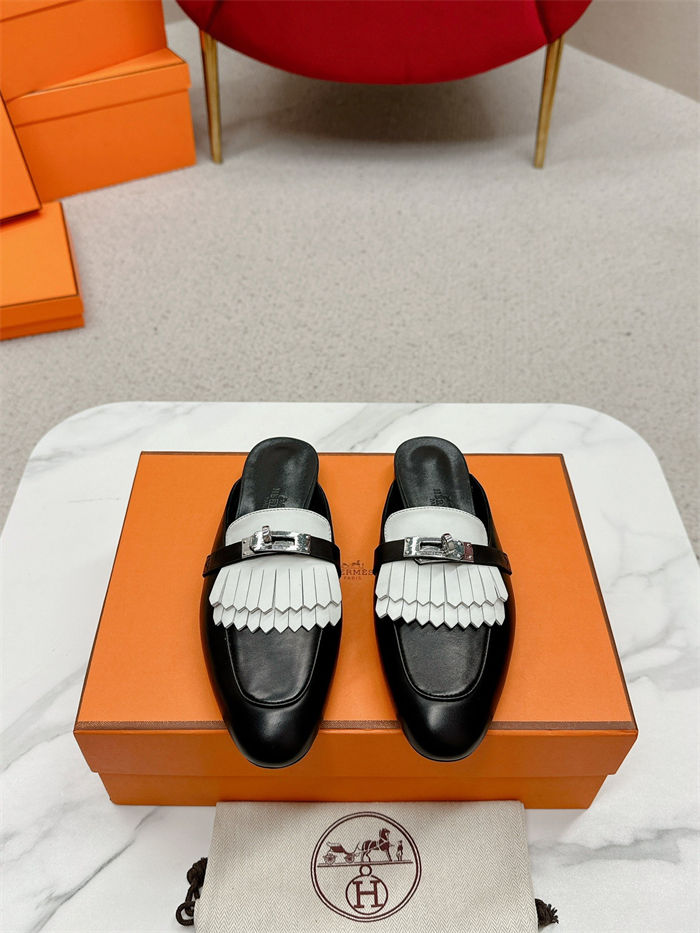 Hermes Mules Oz Fringed