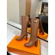 Hermes Story Boots In Brown Calfskin Leather