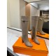 Hermes Story Boots In Grey Calfskin Leather