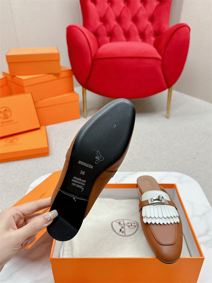 Hermes Mules Oz Fringed