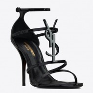 Saint Laurent Black Cassandra Sandals With Black Monogram