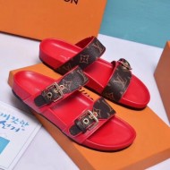 Louis Vuitton Red Bom Dia Mule Monogram Canvas