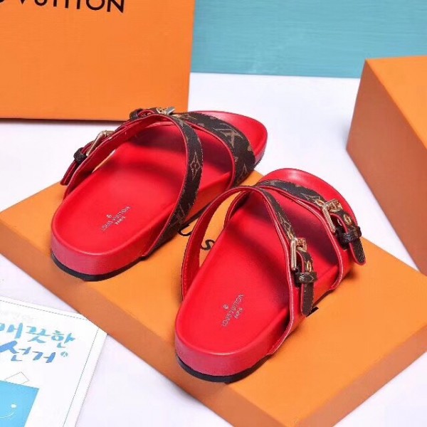 Louis Vuitton Red Bom Dia Mule Monogram Canvas