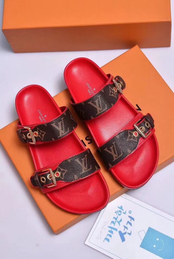 Louis Vuitton Red Bom Dia Mule Monogram Canvas