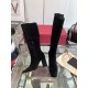 VALENTINO GARAVANI VLOGO 100 Suede Knee Boots in Black