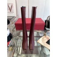 VALENTINO GARAVANI VLOGO Knee Boots in Red Leather