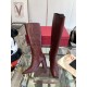 VALENTINO GARAVANI VLOGO Knee Boots in Red Leather