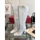 VALENTINO GARAVANI VLOGO Bold 100 leather Knee Boots in White 