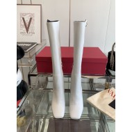 VALENTINO GARAVANI VLOGO Bold 100 leather Knee Boots in White 