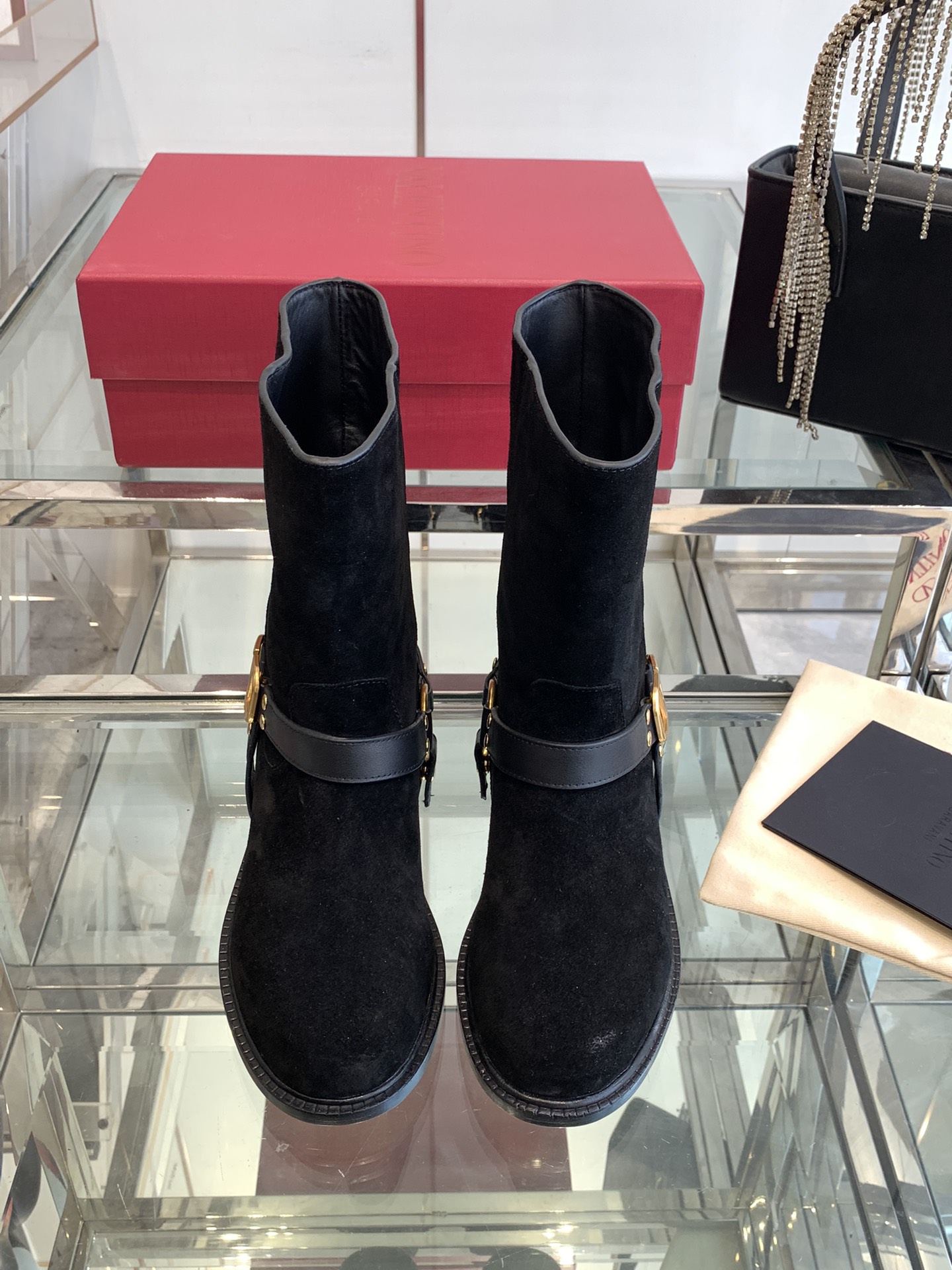 VALENTINO Vlogo Signature Calfskin Ankle Boot for Woman in Black