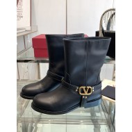 VALENTINO Vlogo Signature Calfskin Ankle Boot for Woman in Black 