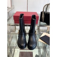 VALENTINO Vlogo Signature Calfskin Ankle Boot for Woman in Black 