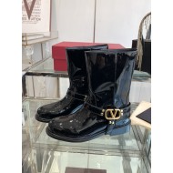 VALENTINO Vlogo Signature Calfskin Ankle Boot for Woman in Black 