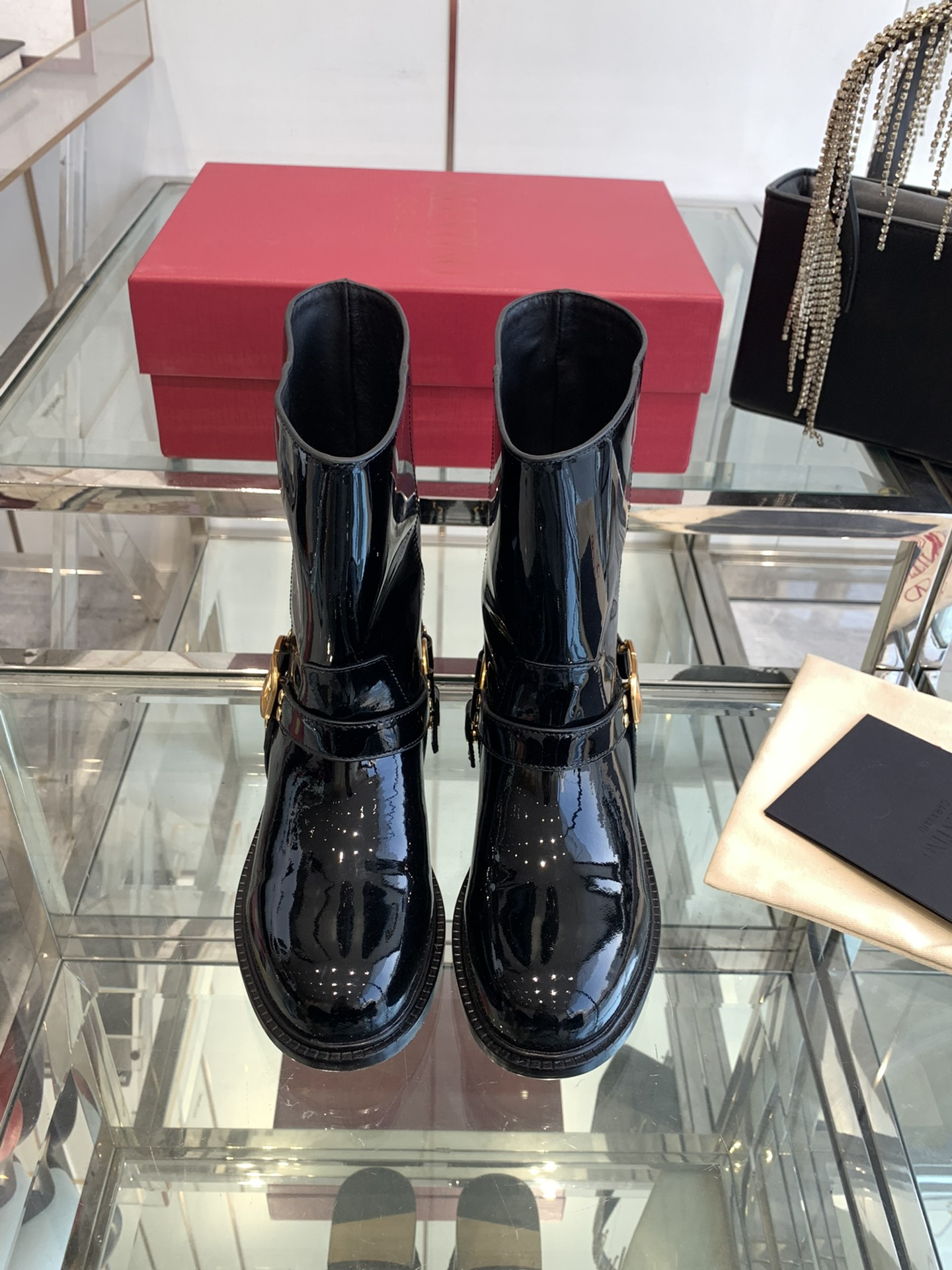 VALENTINO Vlogo Signature Calfskin Ankle Boot for Woman in Black 