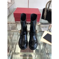 VALENTINO Vlogo Signature Calfskin Ankle Boot for Woman in Black 