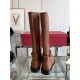 Valentino Garavani Women's VLogo Flat Knee-High Boots Leather Brown