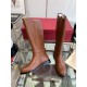 Valentino Garavani Women's VLogo Flat Knee-High Boots Leather Brown