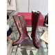 Valentino Garavani Women's VLogo Flat Knee-High Boots Leather Dark Red