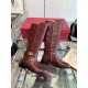 Valentino Garavani Women's VLogo Flat Knee-High Boots Leather Dark Red