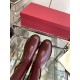 Valentino Garavani Women's VLogo Flat Knee-High Boots Leather Dark Red