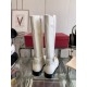 Valentino Garavani Women's Vlogo Flat Knee-High Boots Leather White