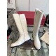 Valentino Garavani Women's Vlogo Flat Knee-High Boots Leather White