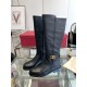 Valentino Garavani Women's Vlogo Flat Knee-High Boots Leather Black