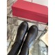 Valentino Garavani Women's Vlogo Flat Knee-High Boots Leather Black