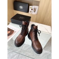 Prada Leather and Re-Nylon Booties Dark Brown