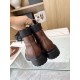 Prada Leather and Re-Nylon Booties Dark Brown