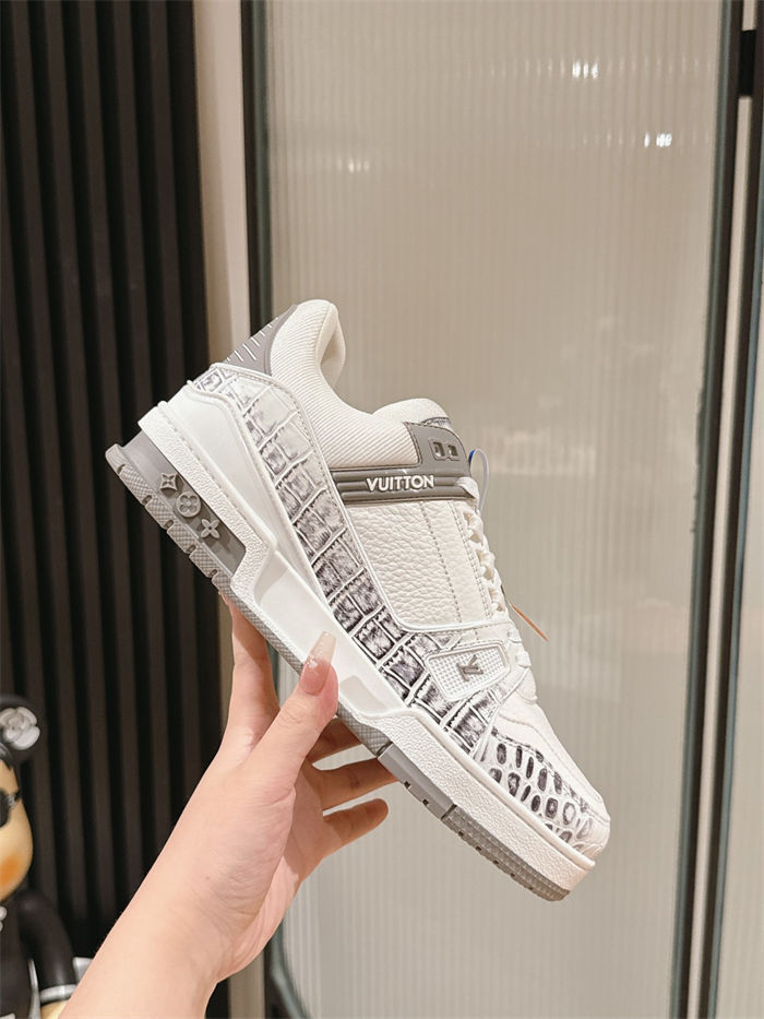 Louis Vuitton Men LV Trainer Sneaker Crocodile