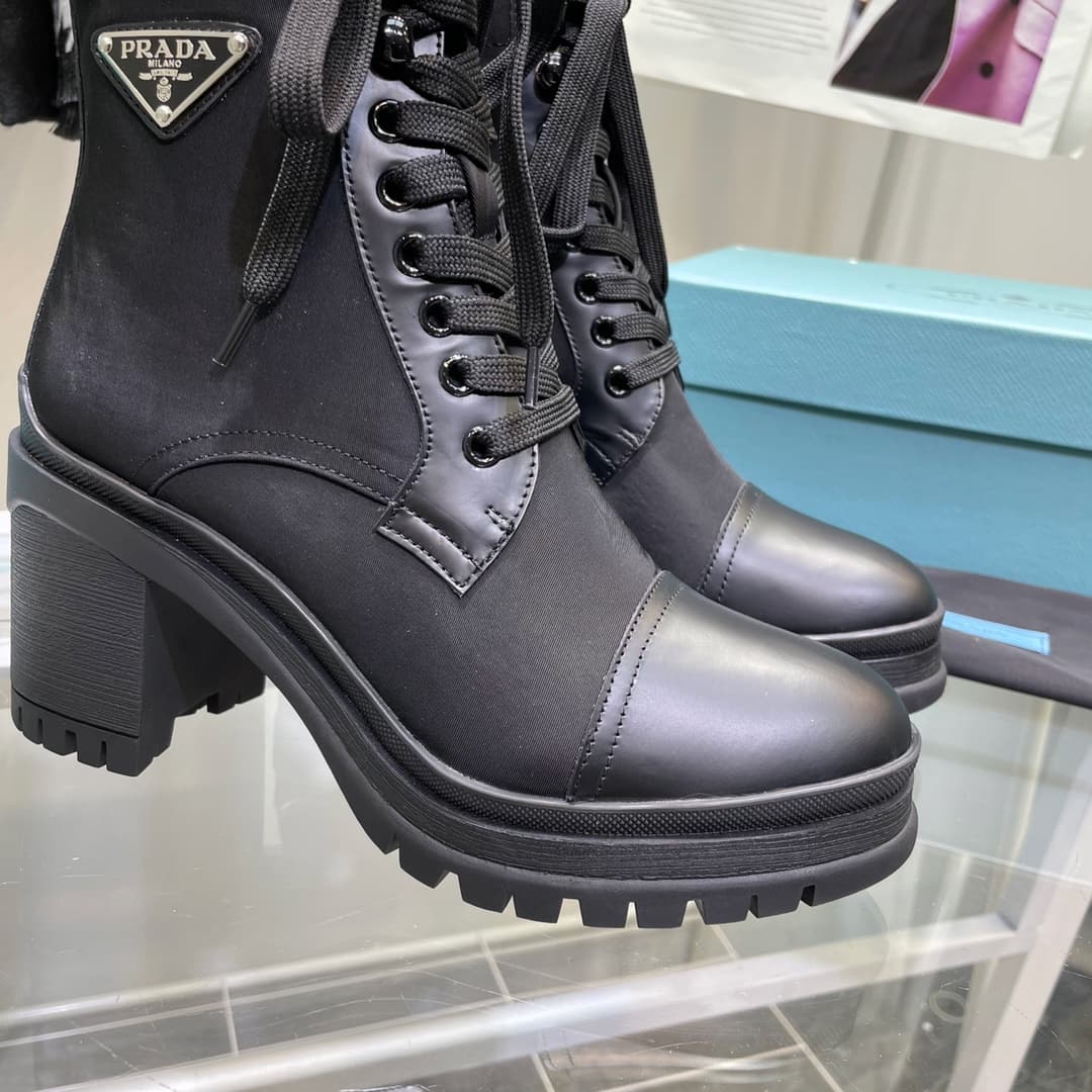 Prada Re-Nylon and Leather Booties