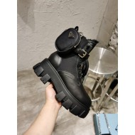 Prada Monolith Leather and Re-Nylon Boots with Pouch