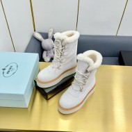 Prada Suede Shearling Flatform Ranger Boots