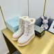 Prada Suede Shearling Flatform Ranger Boots