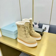 Prada Suede Shearling Flatform Ranger Boots